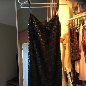Express black sequin dress